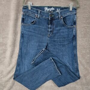Wrangler Retro Slim Boot Cut Jeans Mens 32x32 Blue Stretch Western Cowboy Chore